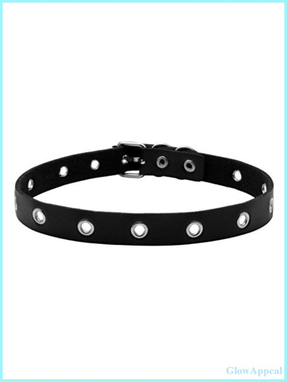 PU Leather Choker Necklace Grommet Eyelet Punk Collar Goth Emo